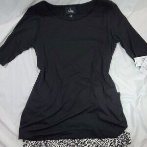 A Line multi layered dress black with peek a boo pattern under size XS